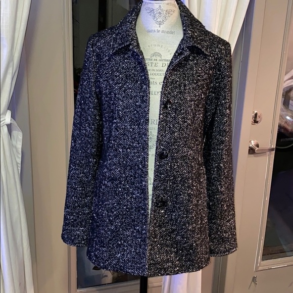 Preston & York black & white wool jacket coat M - Picture 5 of 8